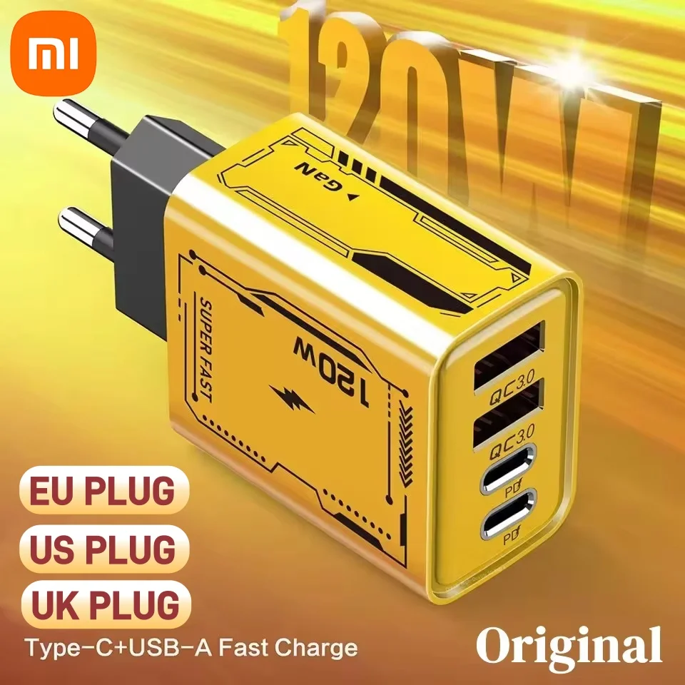 Xiaomi 145W Ultra Fast Charging 3-портовый Pd Usb Type-c Qc 3.0 Super Charge Adapter Eu/us/uk Plug Настенный адаптер для Iphone Samsung