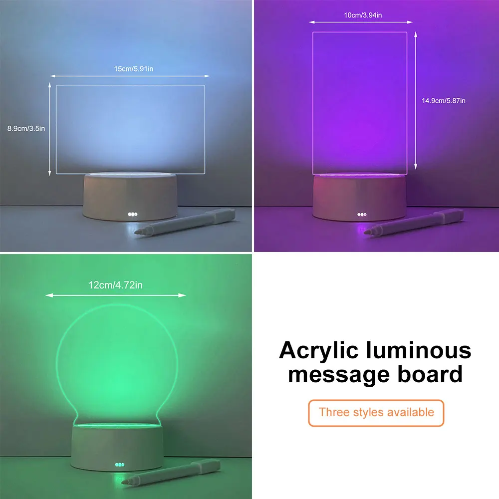 USB Note Board Message Board Nachtlicht mit Stift Farbwechsel Atmosphäre Lampe DIY Tisch lampe lösch bare Acryl Board Licht