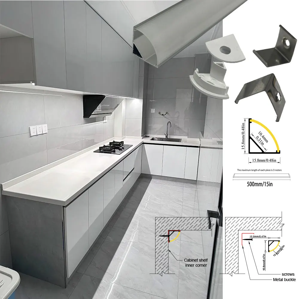 16x16mm (5 PCS) 0.5M Enhance Your Space with Versatile 90-Degree LED Aluminum Corner Profile for LED Strip Light