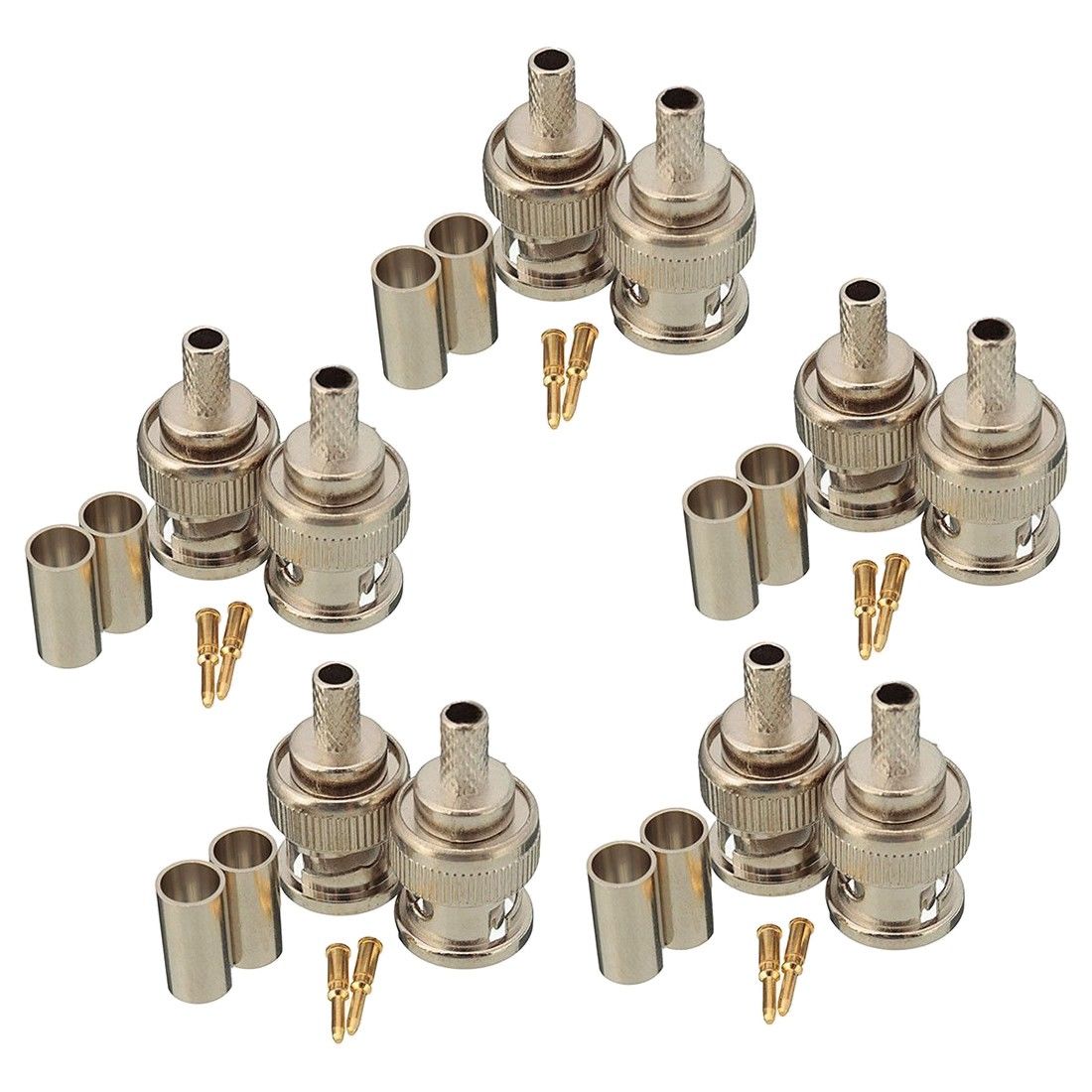 10 Sets BNC Stecker Hohe Qualität 3PCS Männlich Crimp Anschlüsse Metall Robust RG58 50 Ohm Stecker Praktische Marke Neue