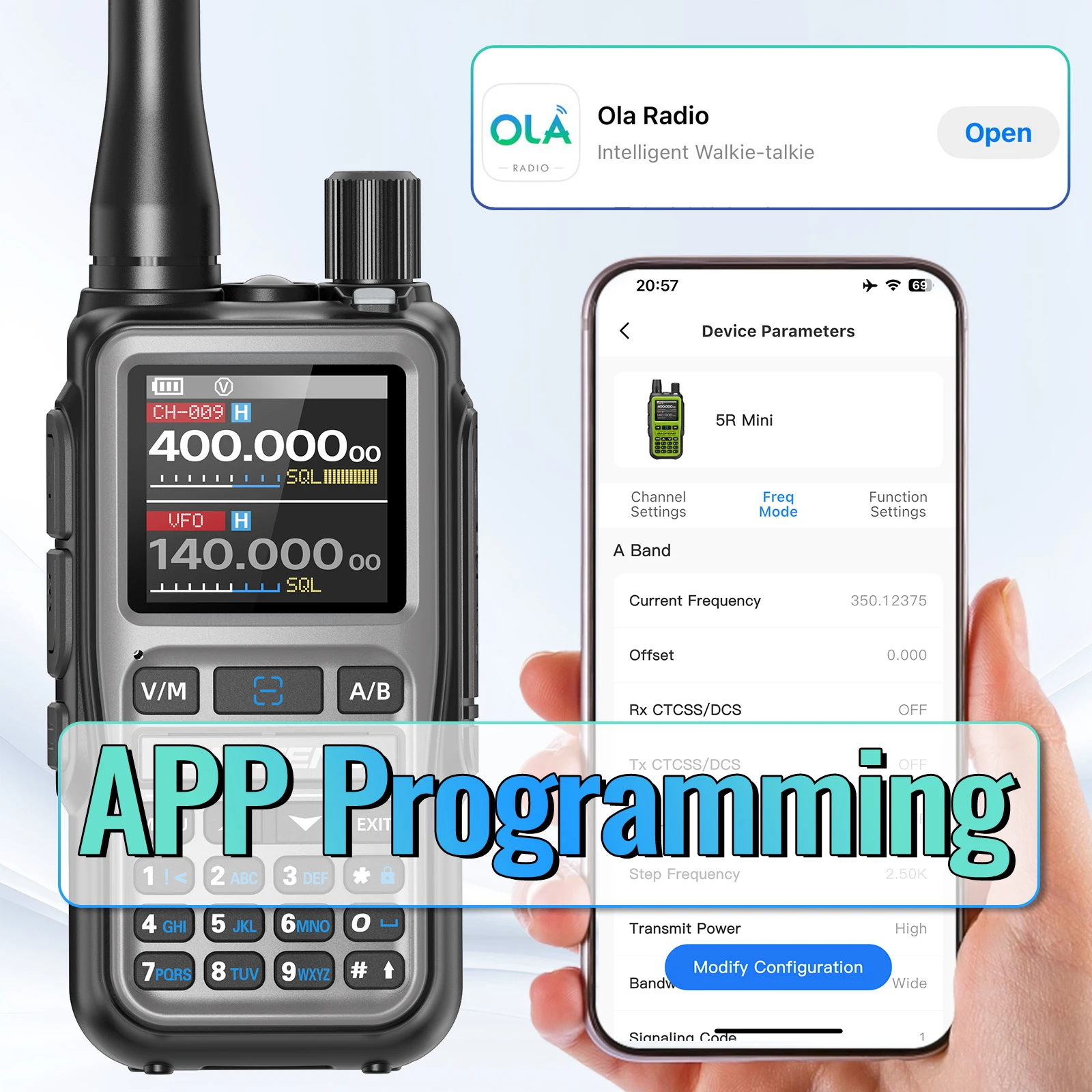 BAOFENG Walkie-Talkie, Vollband, UV-5R, Mini-Bluetooth-Programmierung, kabellose Kopierfrequenz, 2 PTT, AM, FM, Typ C, Langstrecken-Amateurfunk