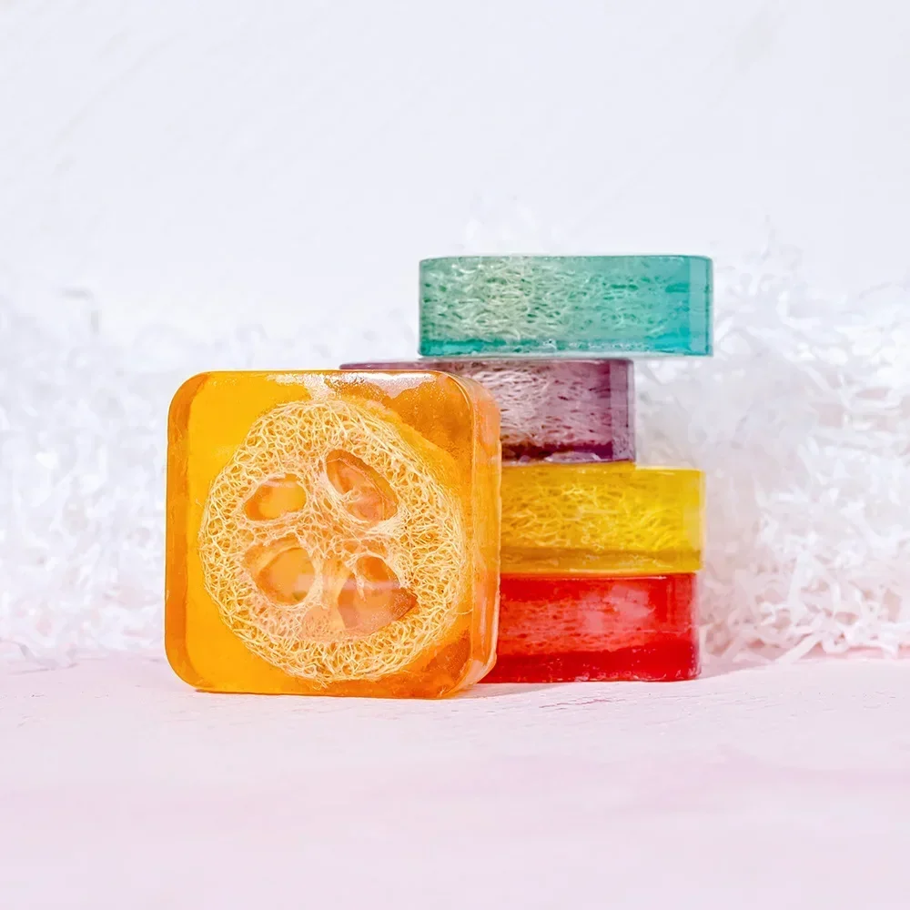 Handgemachte Kojisäure-Seife mit Luffa, 100 g, Zitrone, Lavendel, Rose, Kurkuma, ätherisches Öl, Badebar, neues Design, Peeling-Reinigung