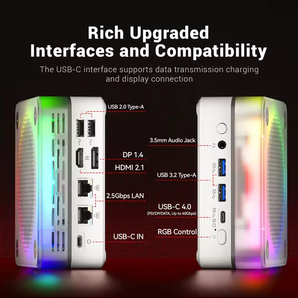 FIREBAT MN56 MINI PC AMD R7-8745HS Mini-PC Windows11 DDR5 16 GB + 512 GB SSD 8 Kerne Desktop-Computer BT 5.2 WIFI6 HDMI TYPE-C USB