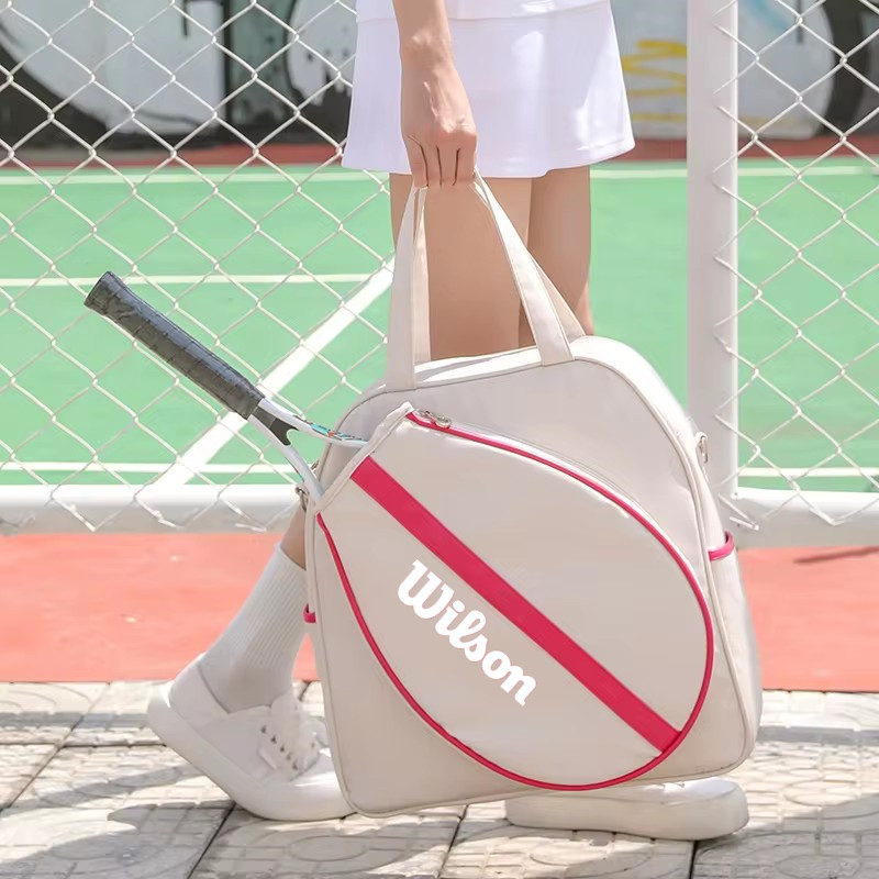 Wilson กระเป๋าไม้เทนนิสความจุขนาดใหญ่หนึ่งไหล่, กระเป๋ากีฬาฟิตเนสกระเป๋าแร็กเก็ตพาดลำตัวสะพายไหล่เส้นเดียว