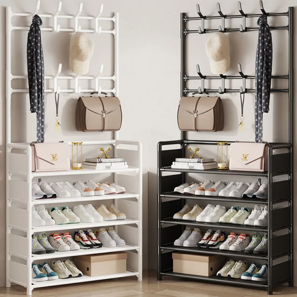 DIY Shoe And Hat Rack Clothes Hanger Organizer Floor Standing Dustproof Cloth Storage Shelf Doorway Simple Multi-ayer Shoerack