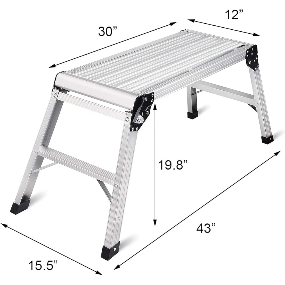 Heavy Duty Aluminum Step Ladder Foldable Work Platform Anti-Slip Design Portable Lightweight 330lbs Capacity Multipurpose Home