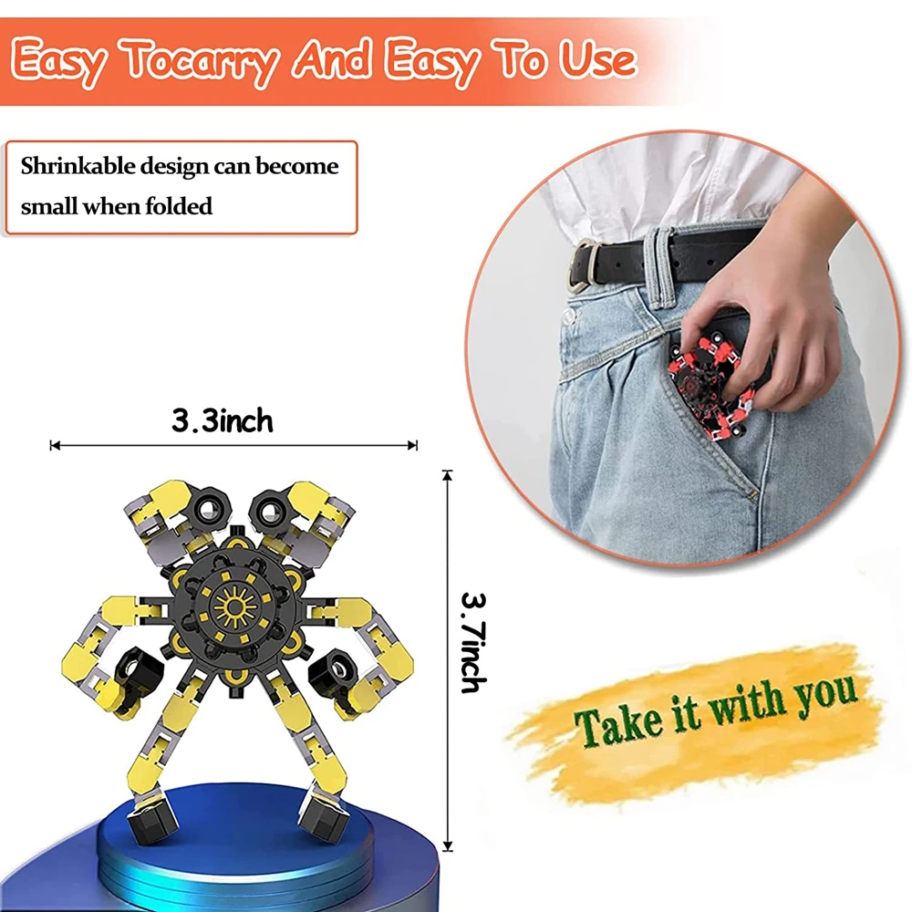 12/16PCS ตลก Sensory Fidget ของเล่น Deformable CHAIN หุ่นยนต์ Spinners ปลายนิ้วความเครียดบรรเทา Gyro ของเล่น PARTY Favors สําหรับเด็กผู้ใหญ่