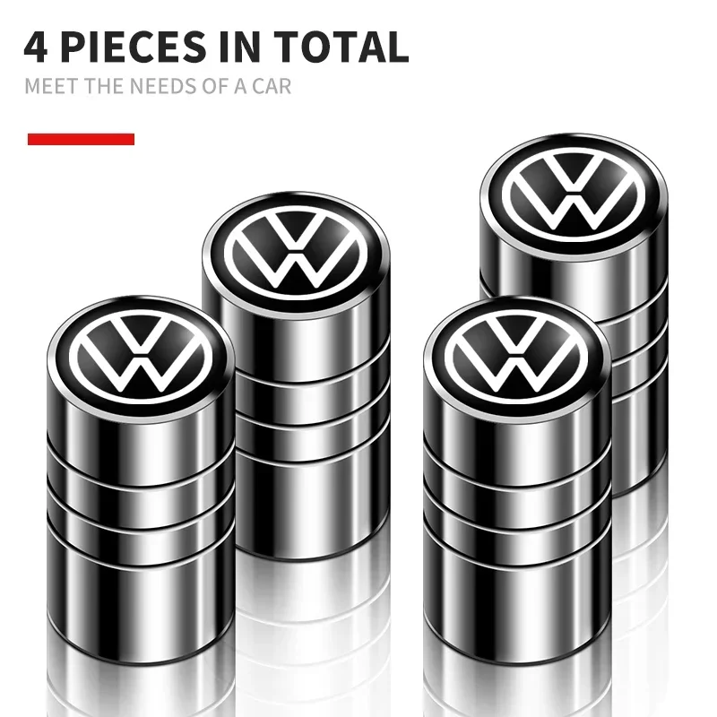 4 PC โลหะป้ายรถล้อยางวาล์ว Caps สําหรับ Volkswagen VW GTI Scirocco POLO T5 Passat b6 B5 B7 Golf Tiguan Jetta T-ROC ด้วง