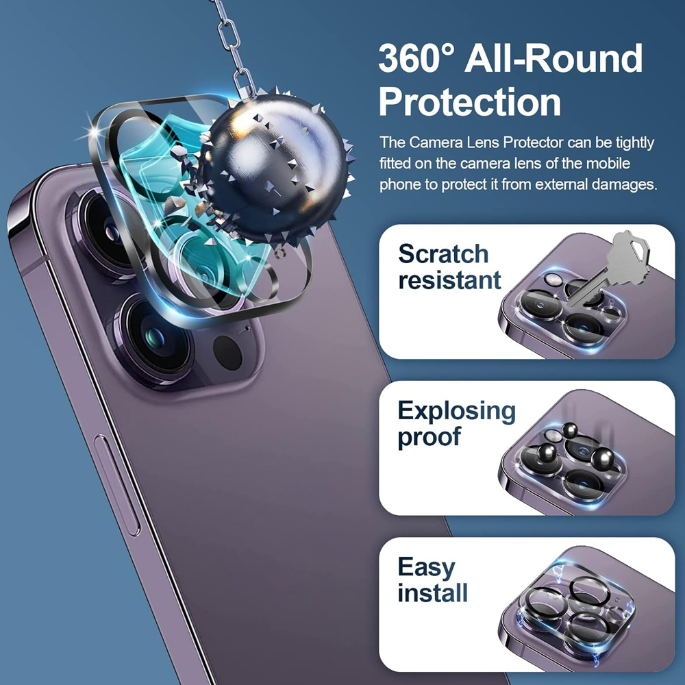 iPhone 16/15/17/14/13/12/11 Pro Max用HDスクリーン保護 強化ガラス iPhone15 Pro カメラレンズフィルム iPhone16 Plus/13 mini用