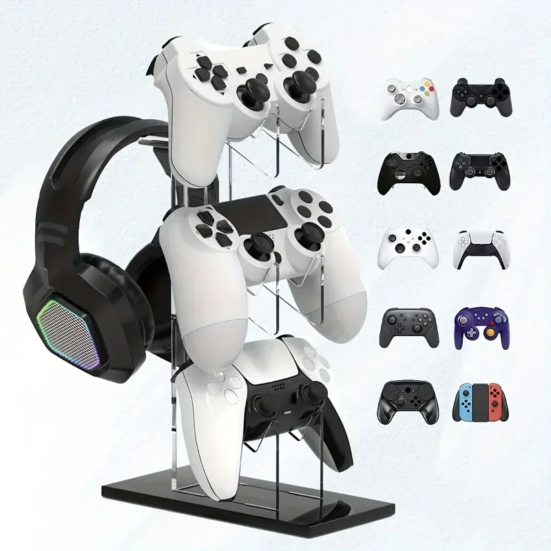 Soporte Universal para auriculares de tres capas, soporte para consola de juegos, almacenamiento de escritorio para todos los auriculares, consola con mango, accesorios para auriculares