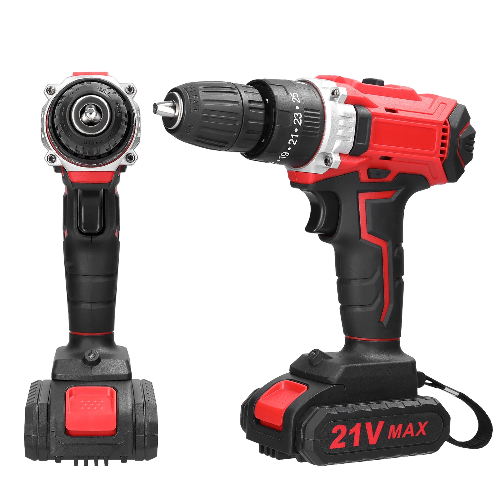 21V elektrischer Bohr bürsten motor 2 Drehzahlen steuern stufenlose Drehzahl regelung Dreh möglichkeiten Einstellung 25 Zahnräder Drehmomente Bohrer