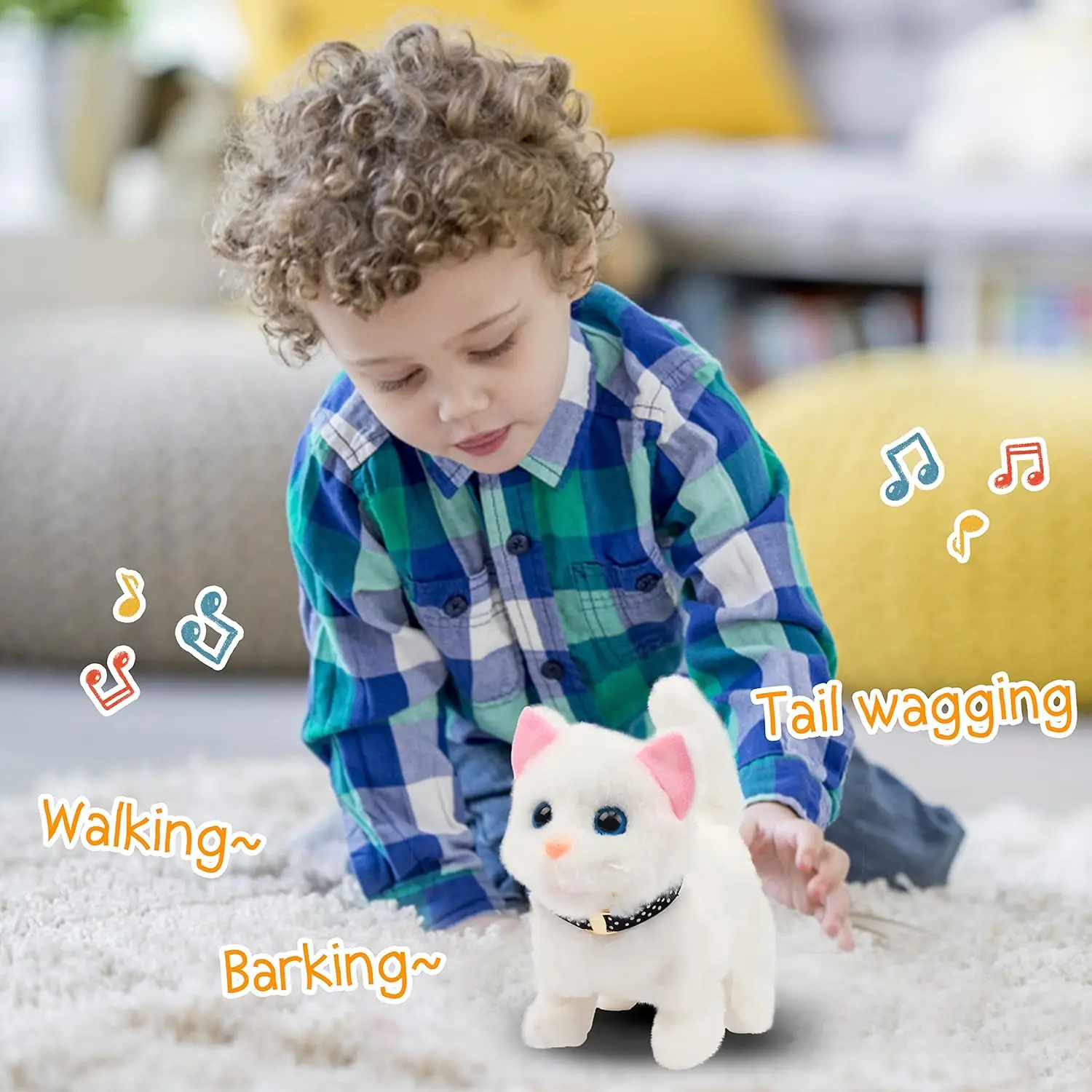 ใหม่เดิน Kitty Plush ของเล่นไฟฟ้า Interactive Cat ตุ๊กตาสัตว์ Meowing TAIL Wagging หัว Nodding Cat สัตว์เลี้ยงของเล่นสําหรับของขวัญเด็ก