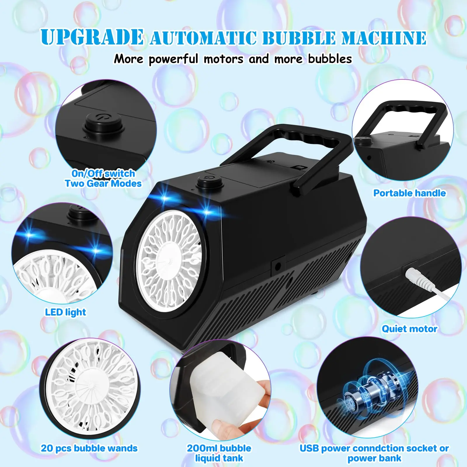 อัพเกรด Bubble Machine เครื่องเป่าฟองสบู่อัตโนมัติด้วยระดับความเร็ว 2 ระดับ