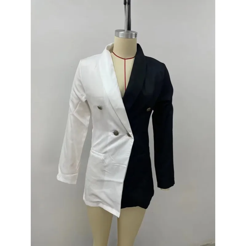 Frauen Blazer elegante Büro Dame Anzug dünne Frühling V-Ausschnitt weibliche Langarm neue Patchwork schlanke ol zweireihigen Mantel