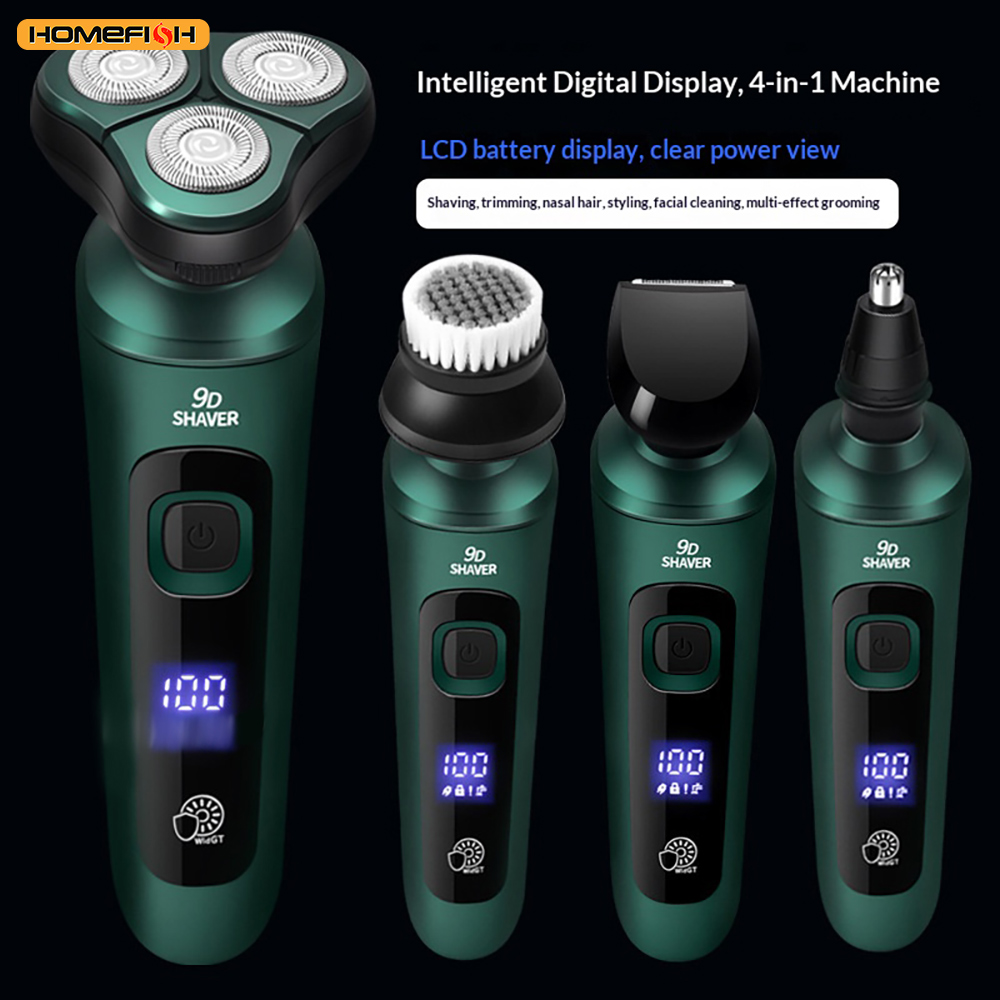 Smart Electric Shaver with LCD Display – 3D Floating Triple Head Razor, USB Rechargeable & Waterproof for Shaving Beard Trimming