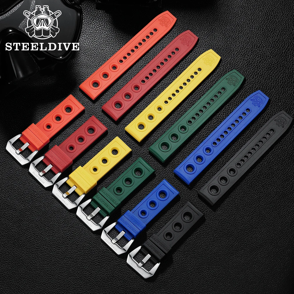 STEELDIVE 自動時計ストラップ交換用時計バンド自動時計 22 ミリメートルブレスレットブルーダイブウォッチラバーストラップ 20/22 ミリメートル