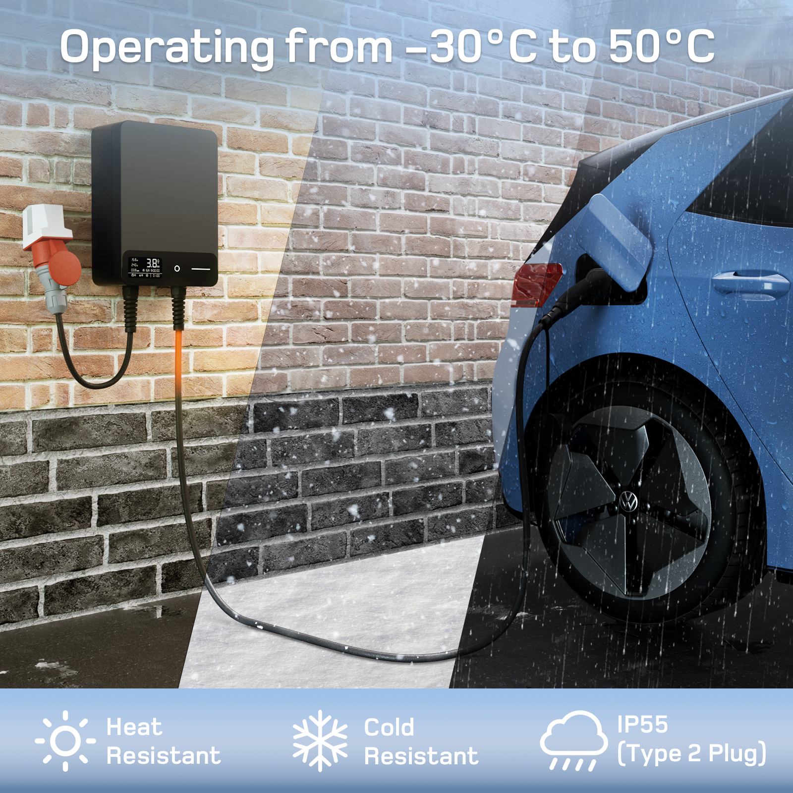 dé Type 2 EV Car Charging Cable to Open End Wire 11kW 3phase 32A 5m 7.5m 10m 15m Extension Cable for Charging Station IP55