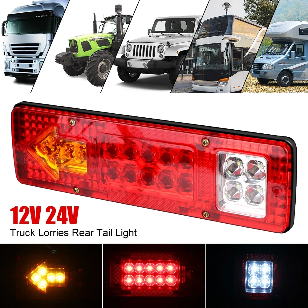19LED ไฟท้ายย้อนกลับหยุดเบรค 12V สําหรับรถพ่วงรถบรรทุกรถบรรทุกไฟท้ายไฟเลี้ยวรถอุปกรณ์เสริม