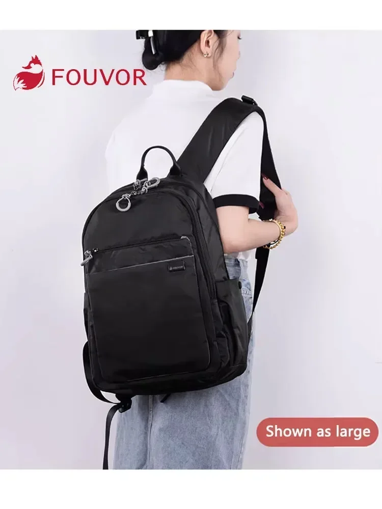 Fouvor 防水女性のバックパック大容量スポーツキャンバスラップトップバックパック旅行ファッションナイロン学生スクールバッグ 2802-02