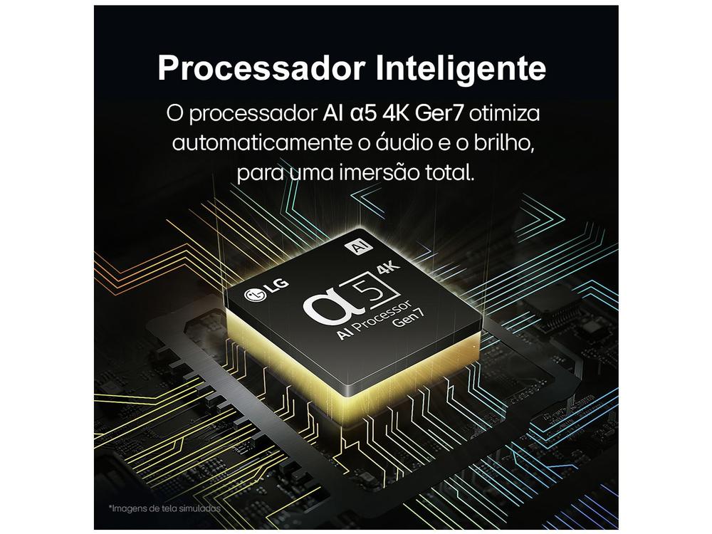 Smart TV 65" 4K QNED LG 65QNED80TSA WebOS 24 Processador α5 Ger7 Wi-Fi Bluetooth com Alexa e Chromecast 3 HDMI 2 USB