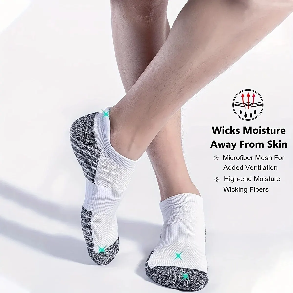 4 pares de calcetines invisibles atléticos transpirables informales que absorben la humedad para hombre calcetines a rayas con suela de cuello deportivo de alta calidad