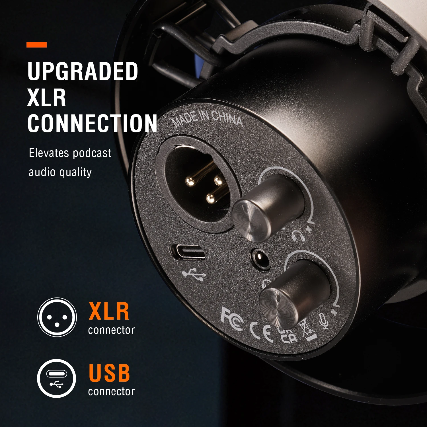 Microfono dinamico FIFINE USB/XLR con supporto antiurto, Touch-mute, Jack per cuffie e controllo del Volume, per PC o registrazione della scheda audio-K688