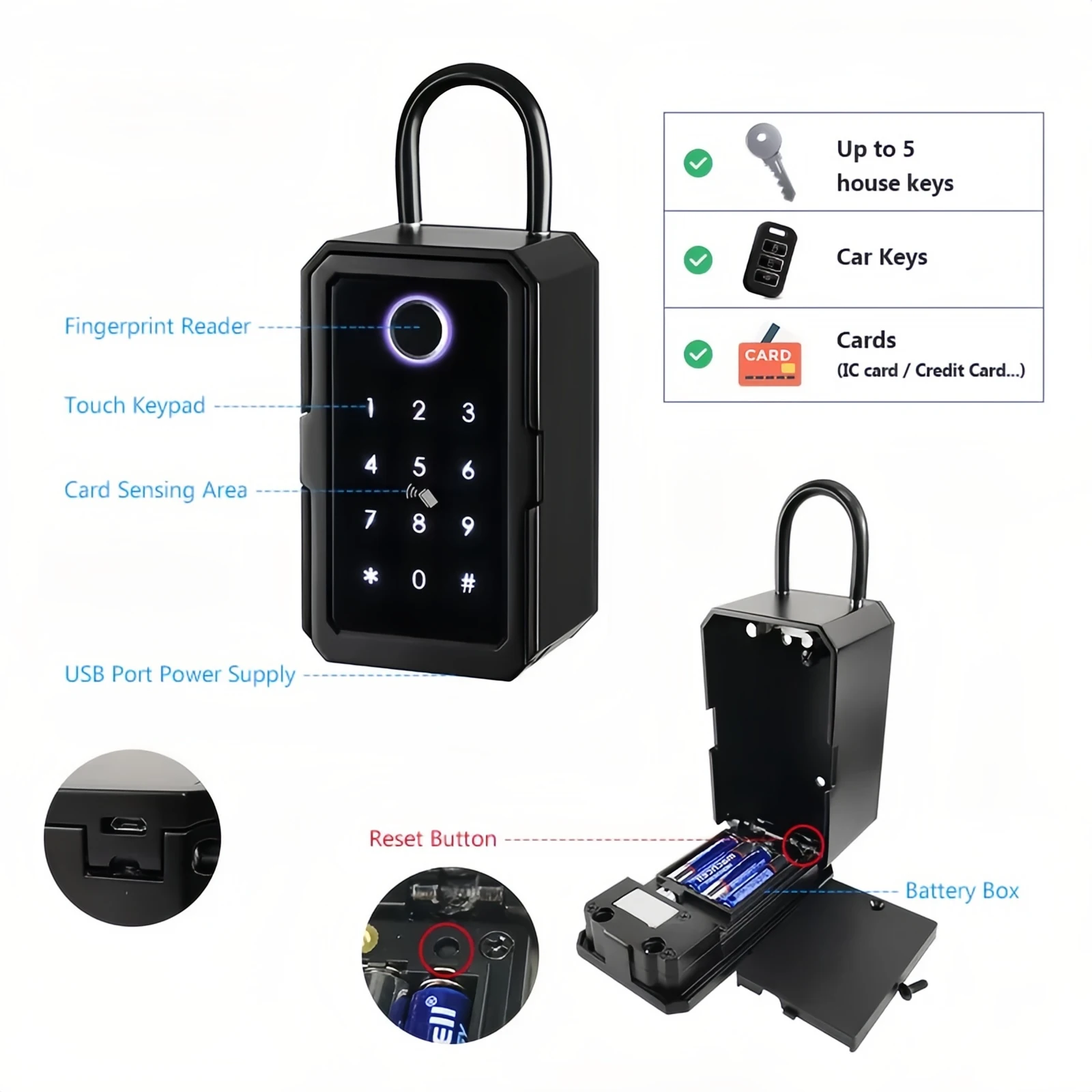 Caja de llaves inteligente CDOK K3 TTlock/Tuya, resistente al agua IP67, material de aleación de aluminio reforzado