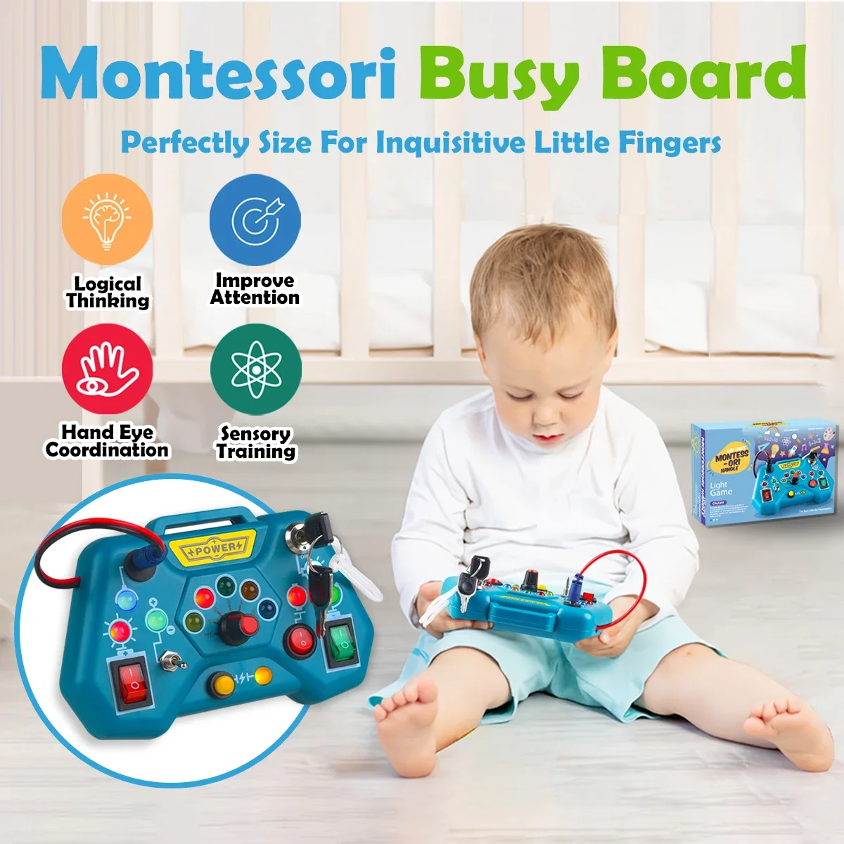 1pcs Montessori Busy BOARD ของเล่นสําหรับเด็กวัยหัดเดินของขวัญสําหรับ 3 ปีเด็กทารกเด็กหญิงการศึกษาการเรียนรู้ของเล่น Travel Comfort ของเล่น
