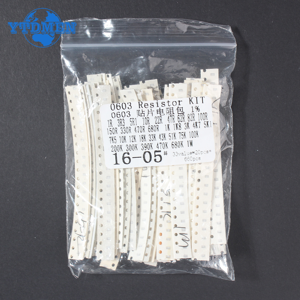 660PCS SMD Resistor 0603 0805 1206 1% Resistance Assorted Kit 1 Ohm - 1M Ohm Chip Resistors