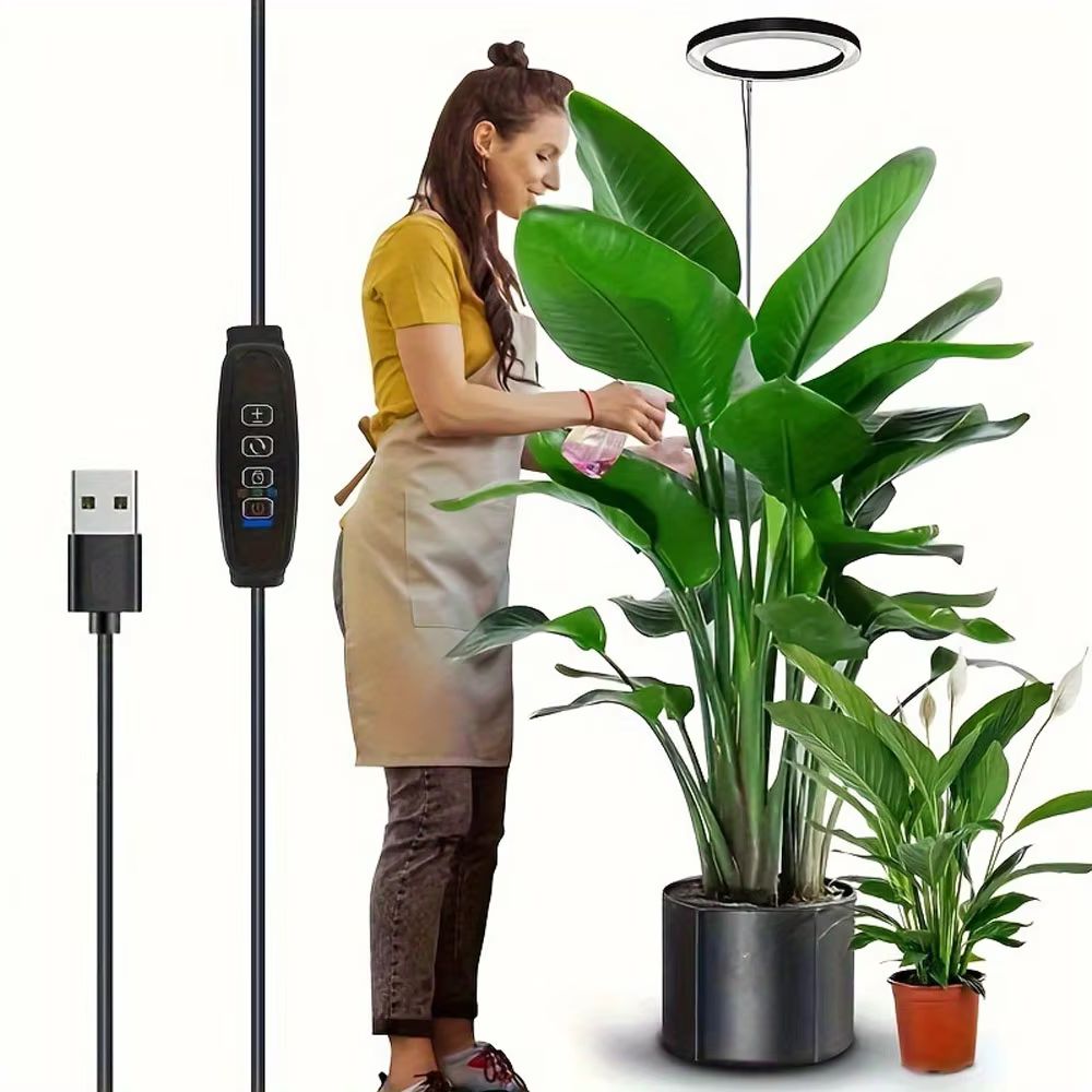 165 cm in hoogte verstelbare LED-ringkweeklampen kamerplanten volledig spectrum groot plantenlicht voor kamerplanten USB-groeilamp