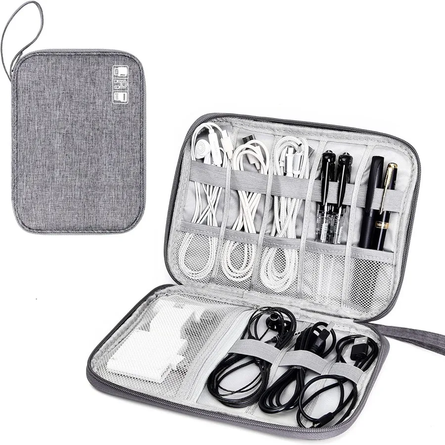 Práctico Cable de embalaje de viaje, cubo portátil Digital USB, bolsa de almacenamiento de dispositivos, estuche de cables para cargador, bolsa de depósito de cosméticos, accesorio