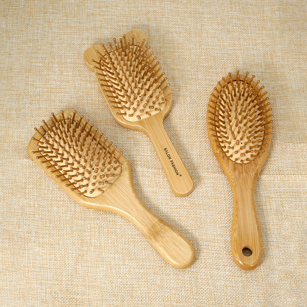 Cepillo de pelo de bambú para mujer, bolsa de aire, peines de bambú de dientes anchos, cepillo de cuero cabelludo de masaje suave, peine de barbero, herramientas de peinado de peluquería