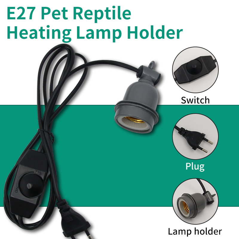 1pc e27 suporte da lâmpada de aquecimento & interruptor cabo alimentação rastejando pet lagarto tartaruga leitão frango chocadeira aquecimento espiral luz soquete