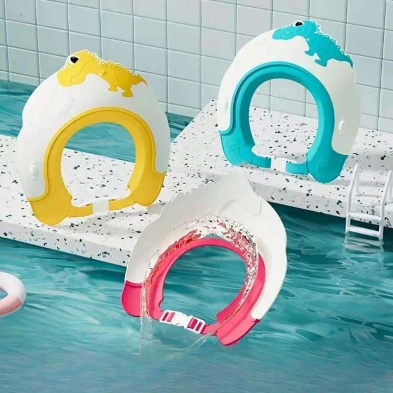 Tamanho ajustável crianças shampoo boné coroa touca de chuveiro do bebê dos desenhos animados viseira de banho infantil protetor de cabelo proteção de ouvido à prova dwaterproof água