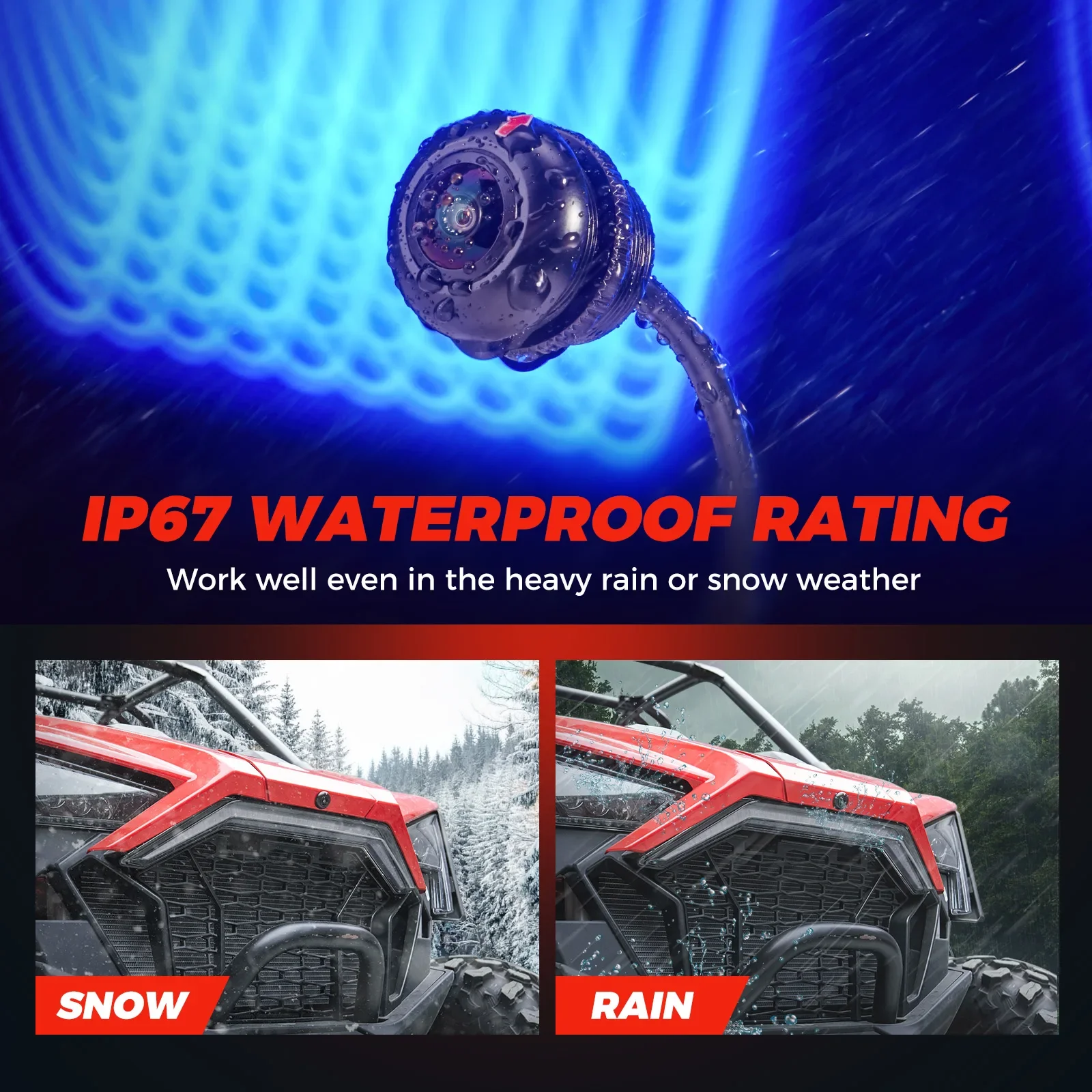 Cámara frontal de visión nocturna UTV IP67 Compatible con Polaris RZR PRO R/ XP 4 1000/ Turbo S/ XP 4 Turbo/ RZR 900 / S 1000 2019-2025