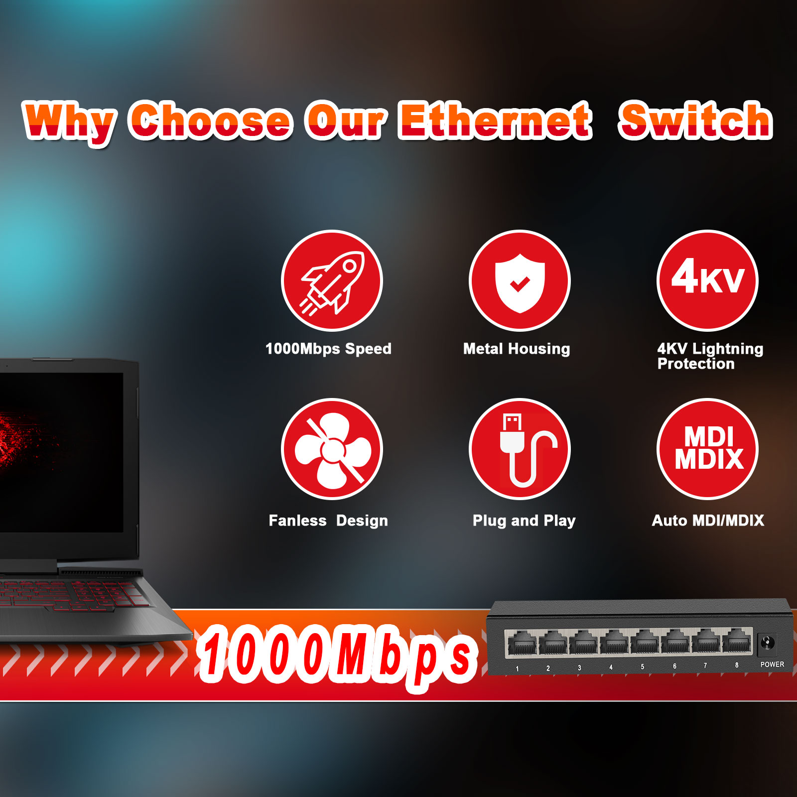 Ienron Gigabit Switch 10/8/5 Ports 1000mbps Ethermet Switch