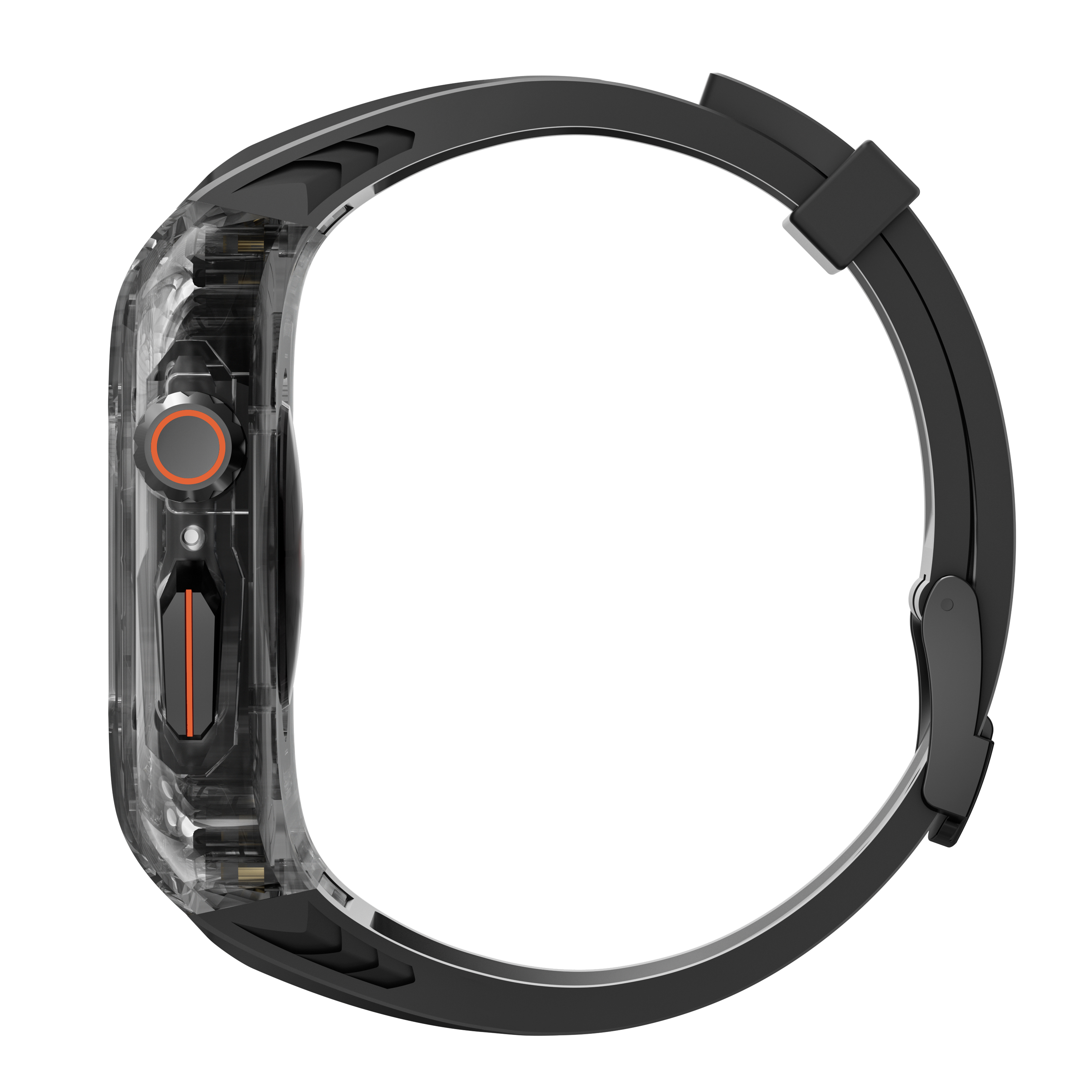 Apple Watch シリーズ 9 8 7 6 5 4 40or41mm 44or45mm 49mm 高級修正ストラップ透明ケース + 統合 TPU ストラップに適しています。
