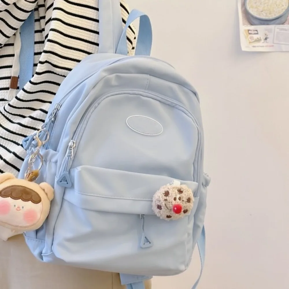 Mochila portátil de gran capacidad para mujer, mochila escolar de nailon impermeable, ligera, Color sólido, para estudiantes