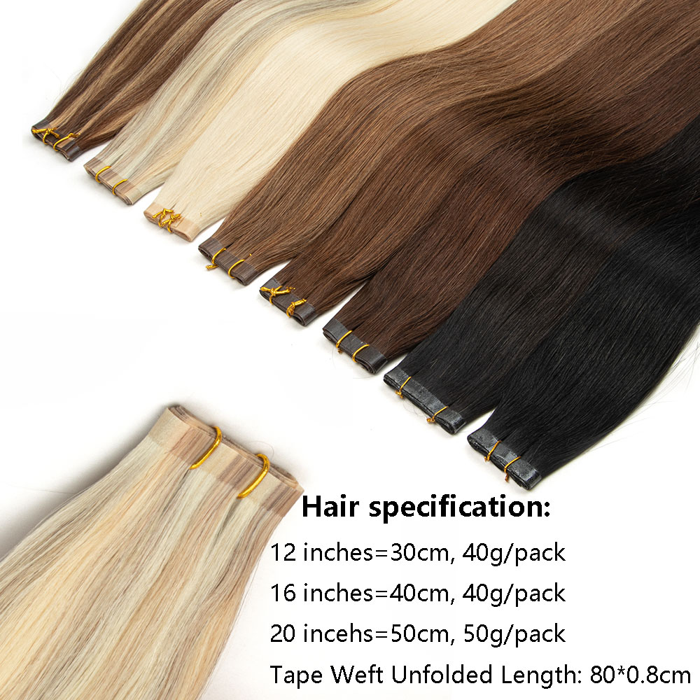 Naadloze PU-tape Inslag Extensions van echt haar Lange PU-huidinslagtape in haarextensies Geen lijm Echt haar Voor fijn haar Lange inslag