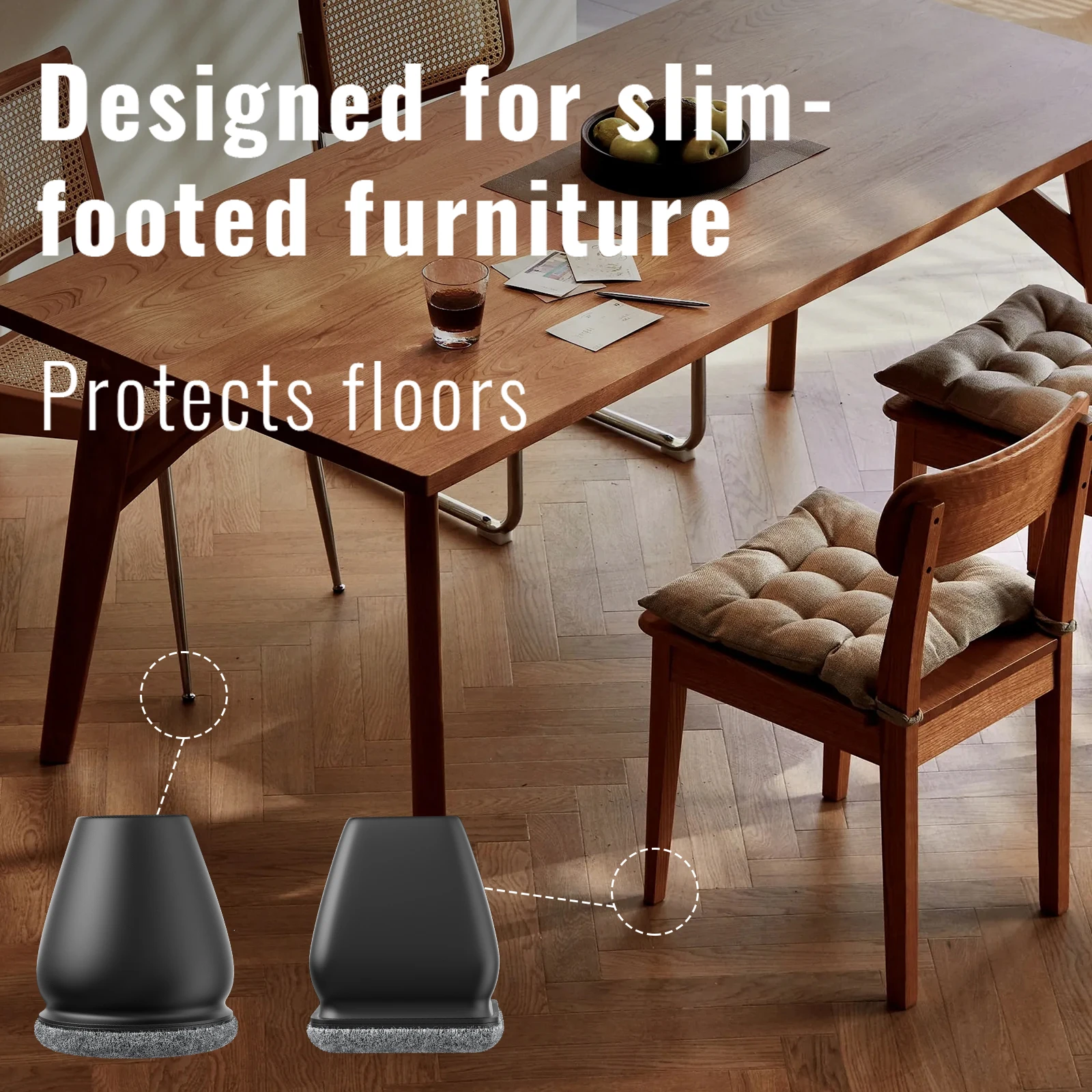 Protetor de chão para perna de cadeira, 8 peças, capa de feltro diagonal com envoltório grosso, almofadas de feltro, pés de mesa de móveis de silicone para madeira dura