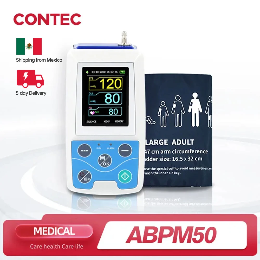 Cánh Tay Ambulatory Áp 24 Giờ NIBP Holter CONTEC ABPM50 + Người Lớn, Trẻ Em, Lớn 3 Vòng Bít, Miễn Phí Phần Mềm PC