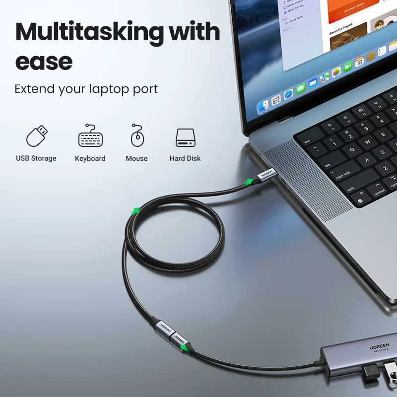 Ugreen-Cable de extensión USB tipo C, extensor USB-C Thunderbolt 3 para Xiaomi Nintendo Switch, USB 3,1
