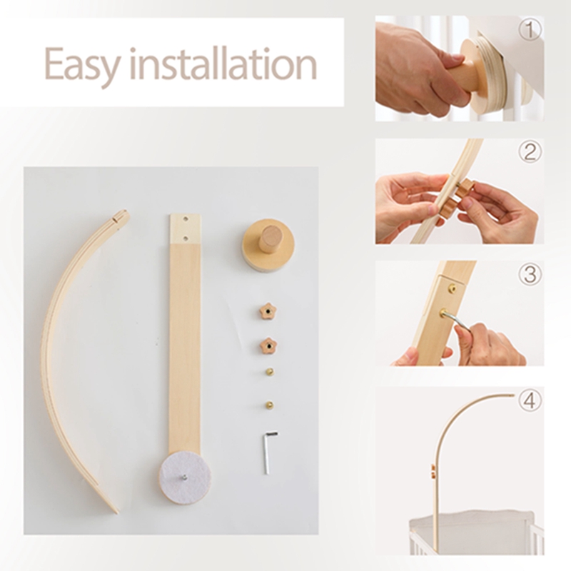 ベビー木製ベッドベルブラケット 0-12 ヶ月ベッドベルブラケット木製モバイル新生児かぎ針編みベッドベルぶら下げおもちゃ新生児ガラガラおもちゃ
