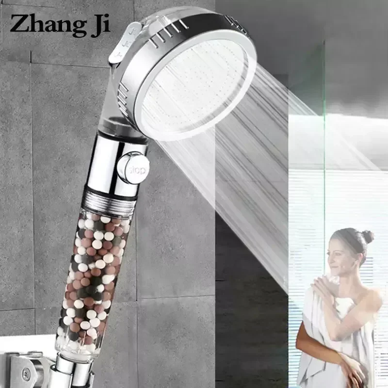 New fashion 3-Function SPA Shower Head with Switch Stop Button high Pressure Filter Bath Head Water Saving Shower Bathroom