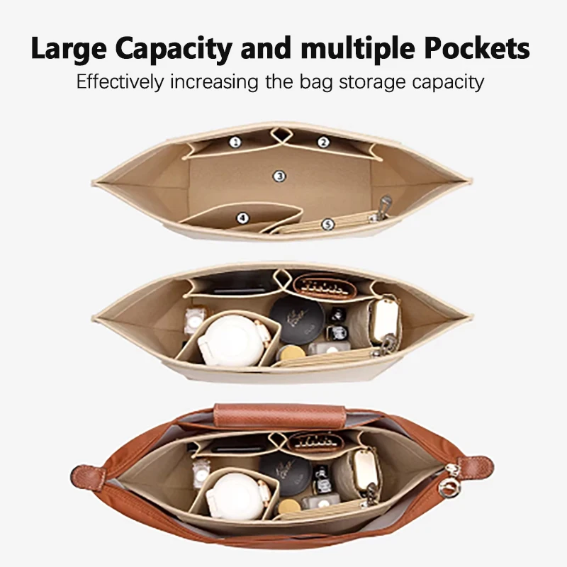 Felt insert Purse Organizer for Longchamp Le Pliage Series  Handbag Insert