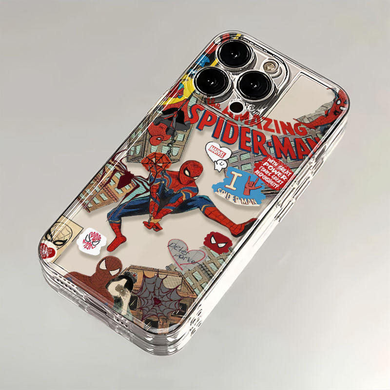 Funda de teléfono Marvel Spider Man para iPhone 16 15 14 13 12 11 Pro Max 7 8 Plus XR XS Max a prueba de golpes encantadora cubierta anticaída Y2K