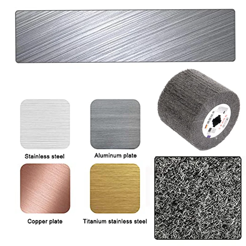 NuoDunco120x100x19mm Spazzola con patta in nylon non tessuto Filo di nylon metallico Spazzola per lucidatura Rullo Strumenti di lucidatura per acciaio inossidabile 1 pz