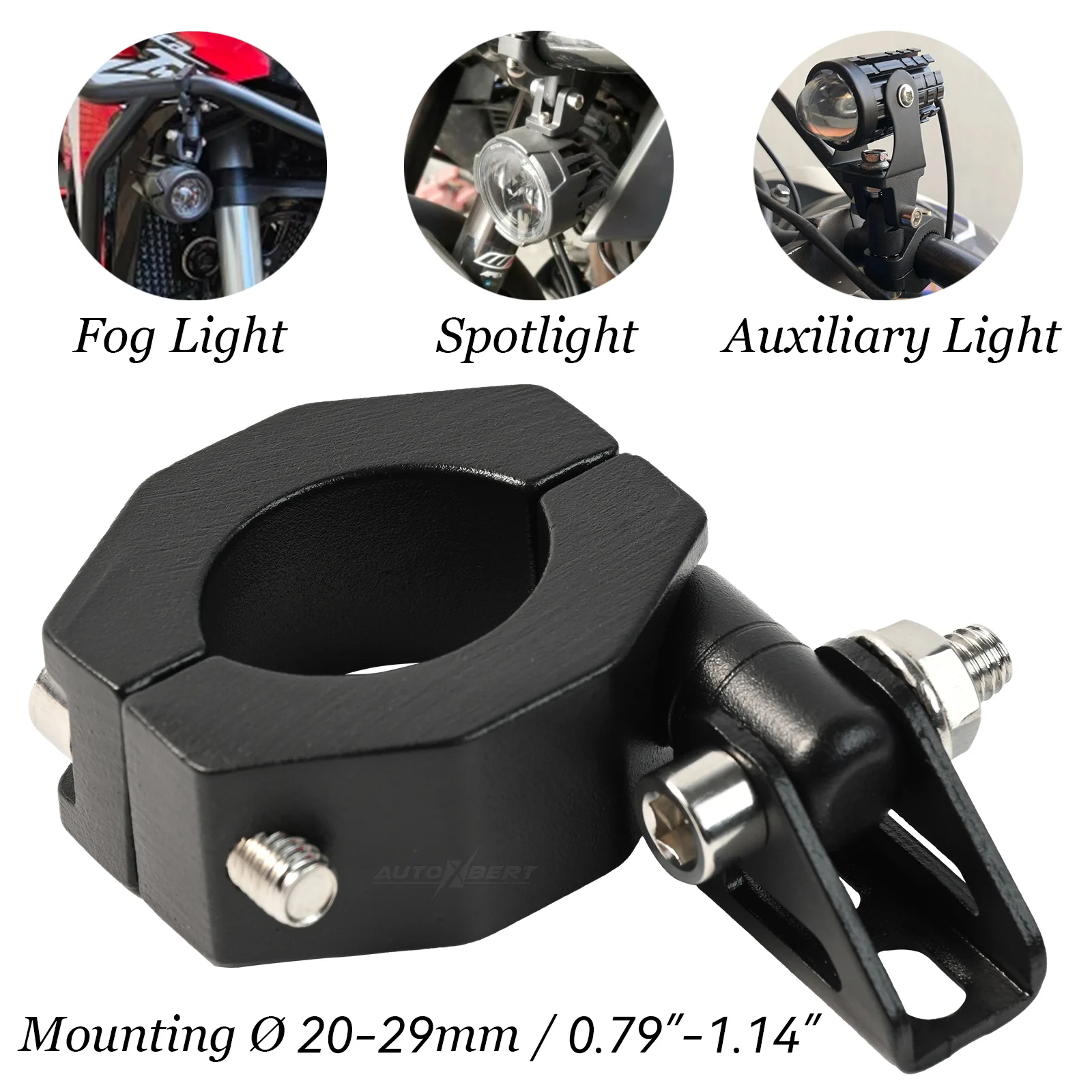 Soporte de montaje para foco de faro LED de motocicleta, luz antiniebla ajustable, lámpara auxiliar, abrazaderas de parachoques, accesorios para motocicleta