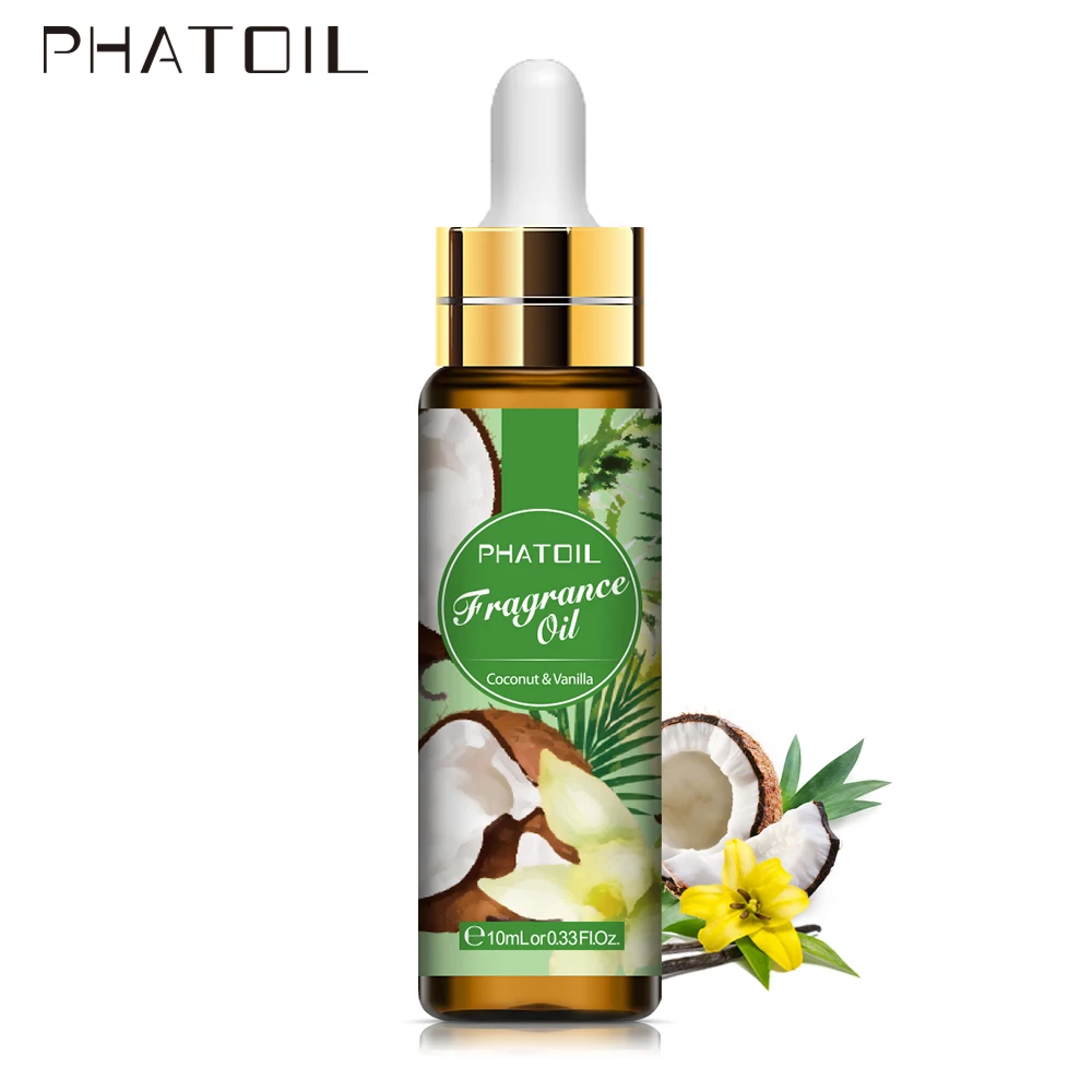 Phatoil café coco baunilha fragrância difusor de óleo essencial 10ml com conta-gotas aroma óleo almíscar branco orquídea magnolia calêndula