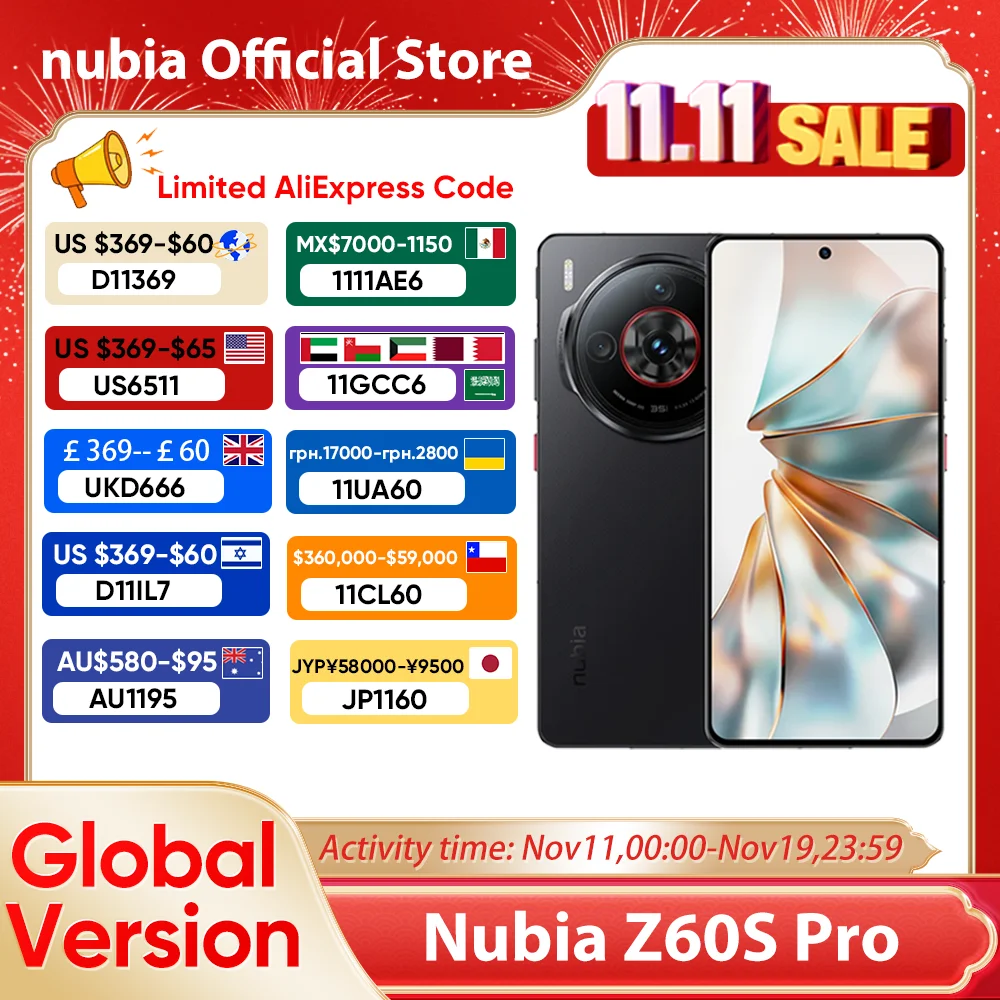 【Брендовый +】Смартфон Nubia Z60S Pro 5G Snapdragon 8 Gen 2 MyOS 14,0 120 Гц 6,78-дюймовый AMOLED-экран 50 м + 50 м + 8 м 5100 мАч NFC